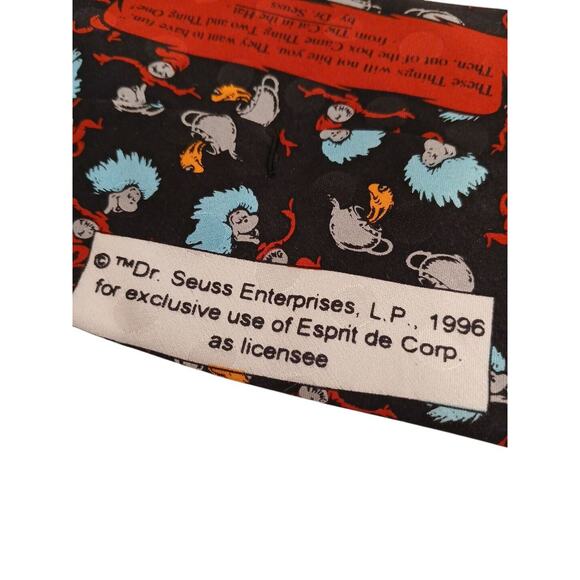1996 Dr Seuss Tie Cat In The Hat Silk Thing 1 2 Blue Necktie Goldfish Collector - Picture 4 of 9